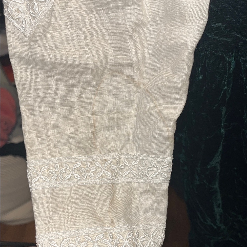 Gunne Sax Green Velvet Jump Dress with Cream Lace Blouse - Picture 14 of 15